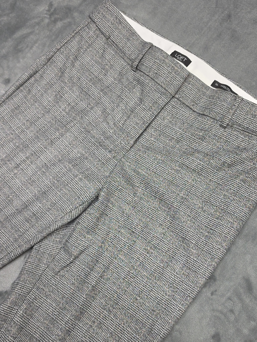 LOFT Gray Glen Plaid Ankle Pants
